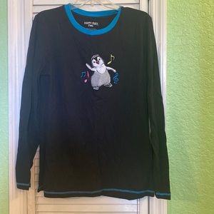 Warner Bros. Happy Feet Two Penguin Music Blue & Black Long-Sleeve Tee Shirt XL